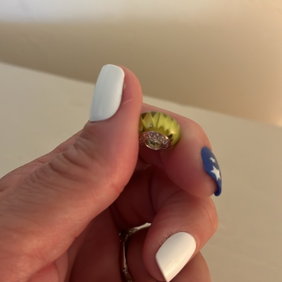 Authentic 🌟 PANDORA yellow Murano glass bead-diamond pattern ALE 925 - Picture 4 of 4
